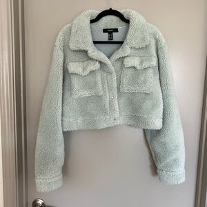Mint Green Fuzzy Cropped Jacket